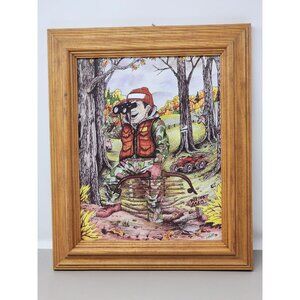 Vintage T. Huff‎ Painting Of Hunter Deer 4Wheeler Cross Bow Fall Scene